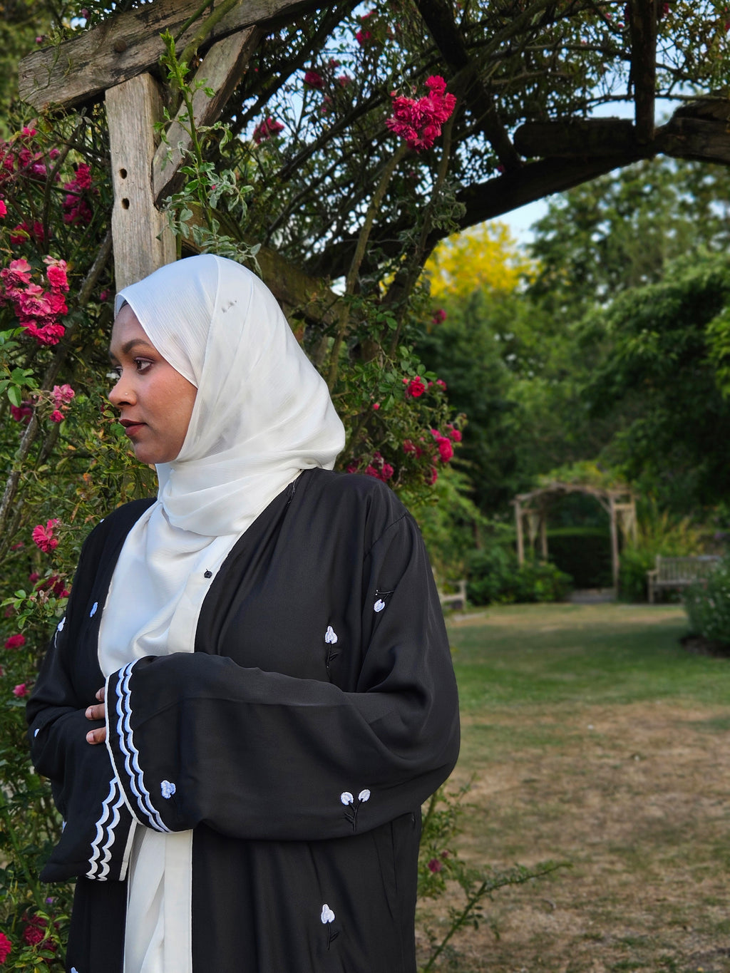 Tulip Abaya | Hand-Embroidered Satin Georgette Abaya | Baytul Haya