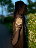 Layla Abaya | Gold Rose Hand-Embroidered Black Zoom Abaya | Baytul Haya