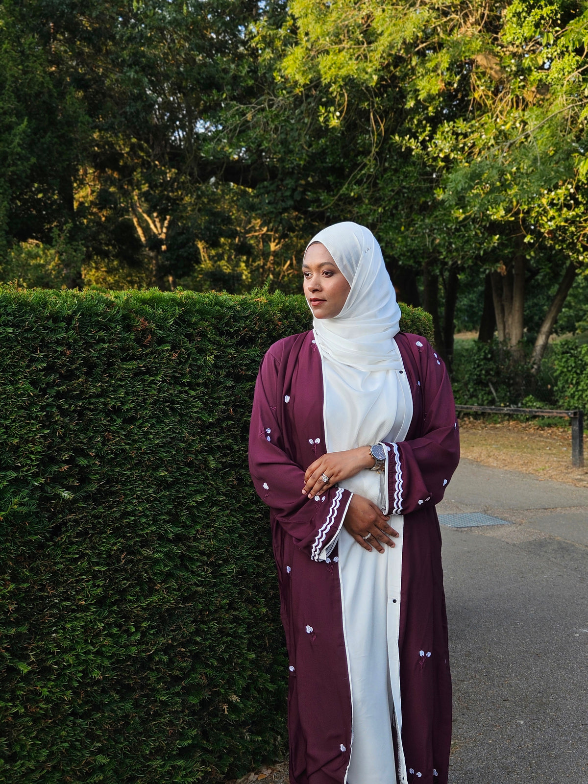Tulip Abaya | Hand-Embroidered Satin Georgette Abaya | Baytul Haya