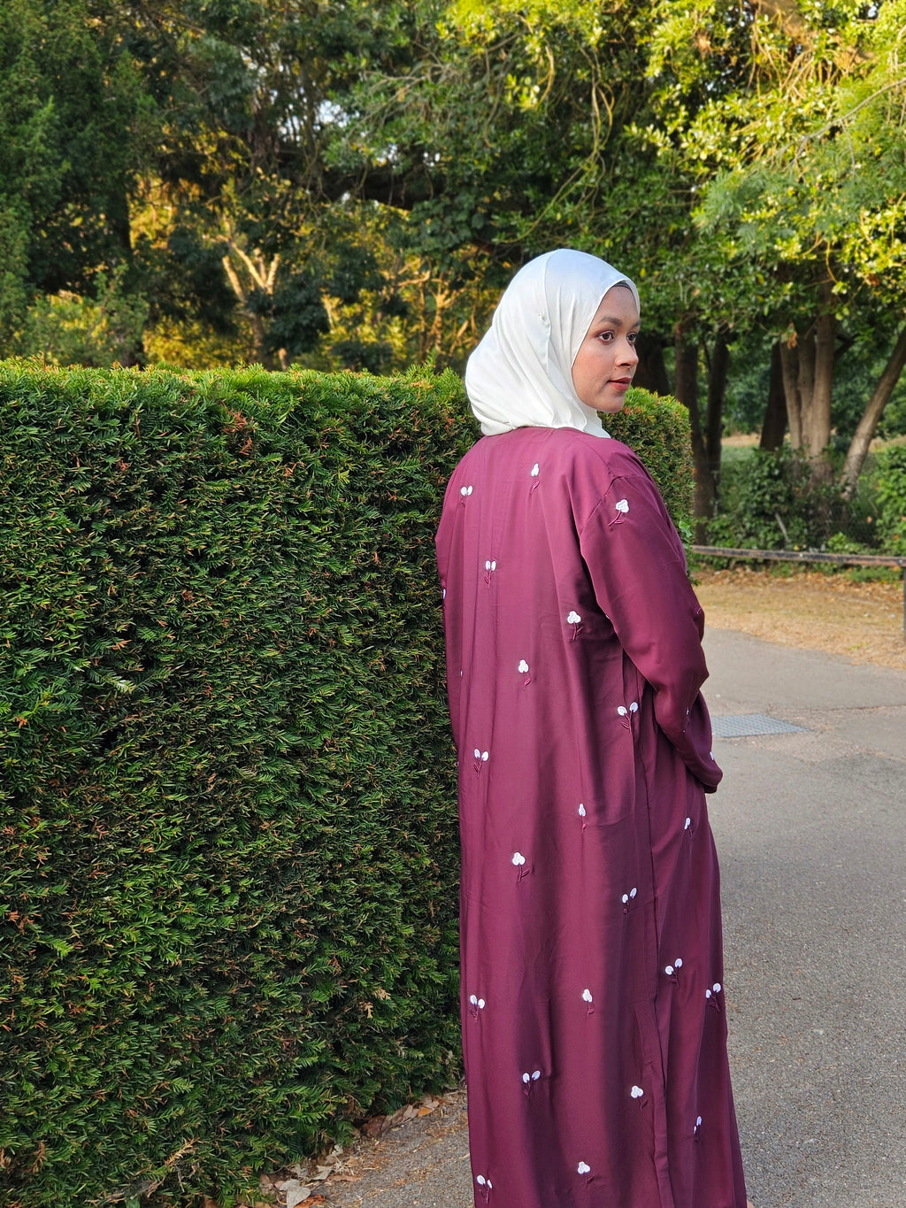 Tulip Abaya | Hand-Embroidered Satin Georgette Abaya | Baytul Haya
