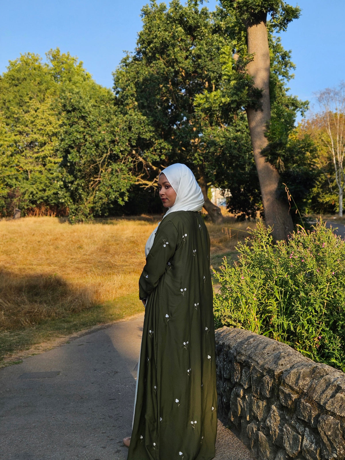 Tulip Abaya | Hand-Embroidered Satin Georgette Abaya | Baytul Haya