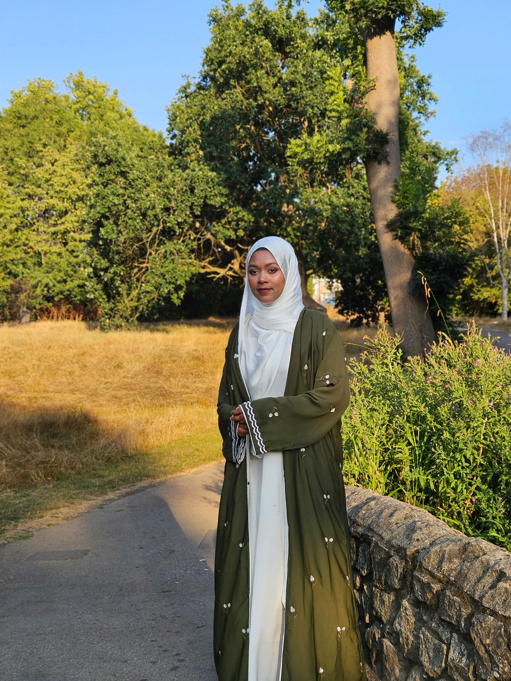 Tulip Abaya | Hand-Embroidered Satin Georgette Abaya | Baytul Haya