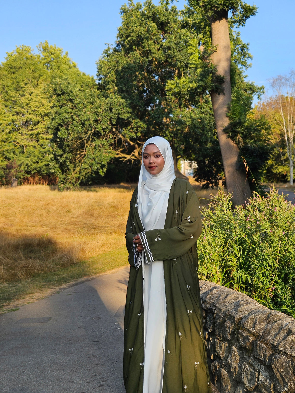 Tulip Abaya | Hand-Embroidered Satin Georgette Abaya | Baytul Haya