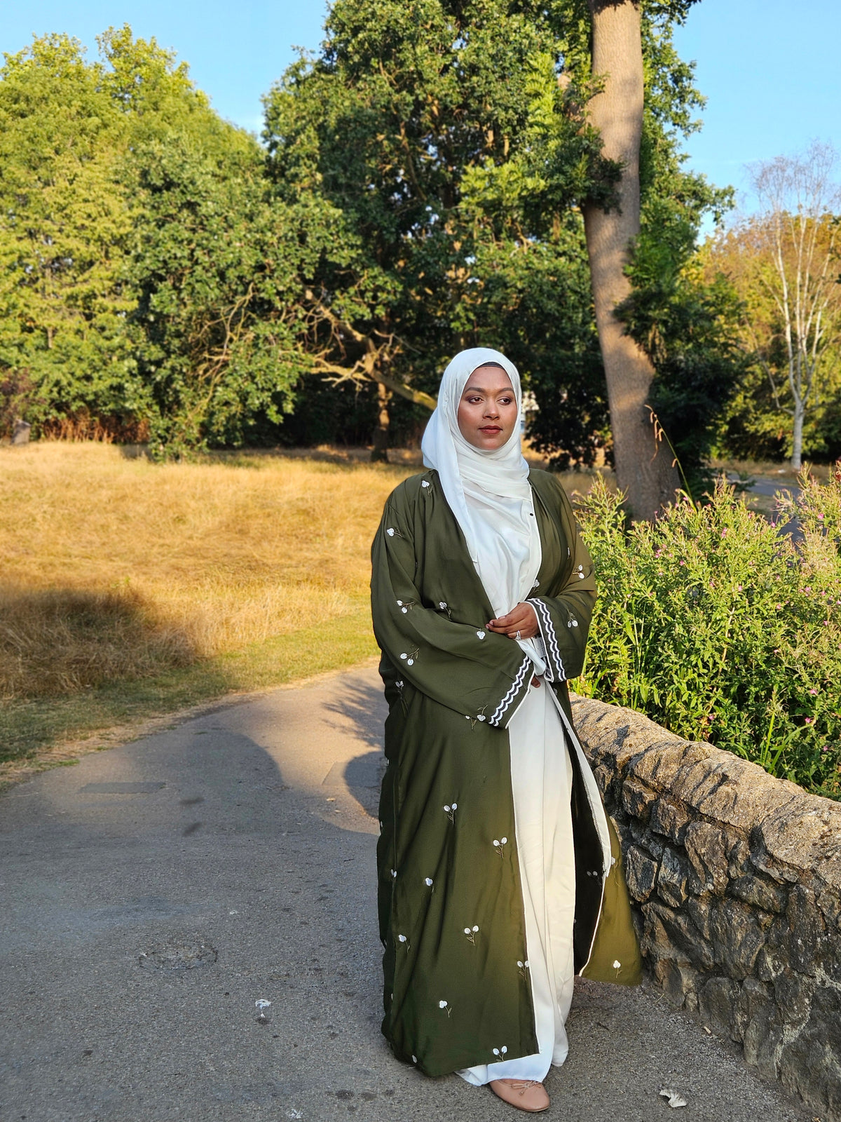 Tulip Abaya | Hand-Embroidered Satin Georgette Abaya | Baytul Haya