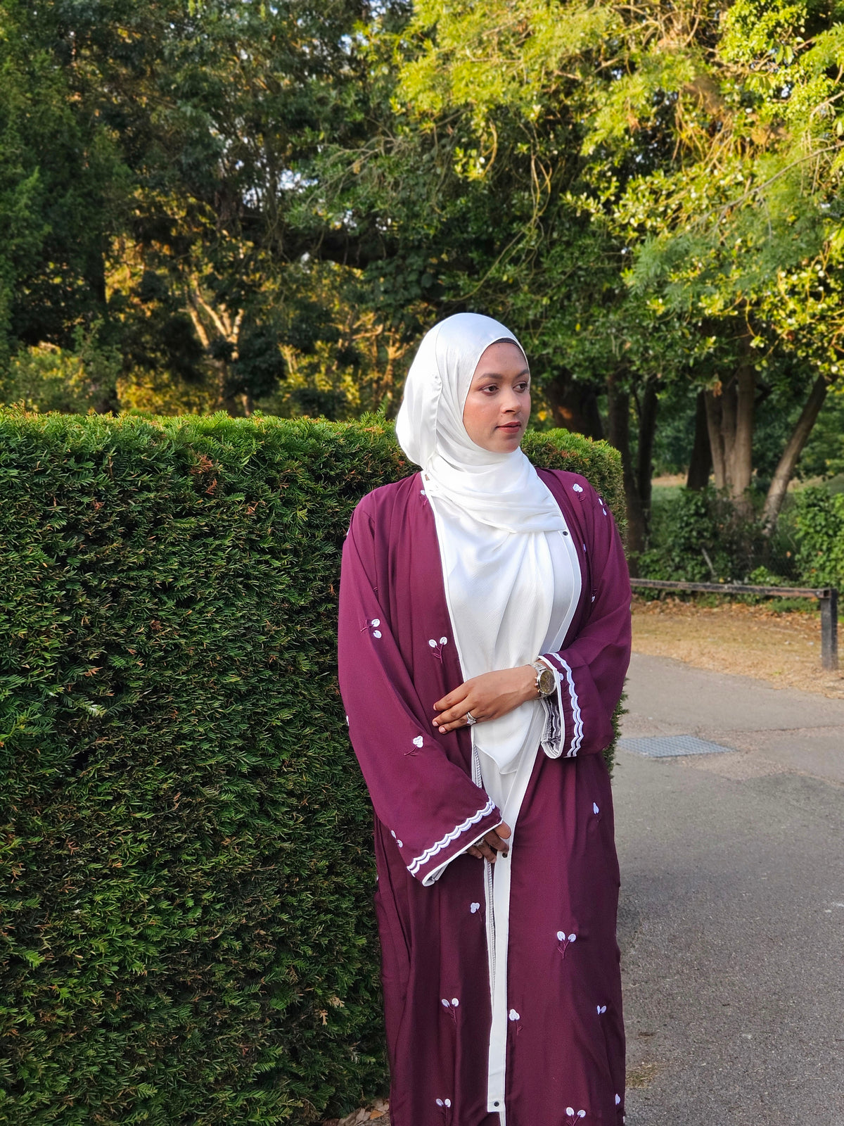 Tulip Abaya | Hand-Embroidered Satin Georgette Abaya | Baytul Haya