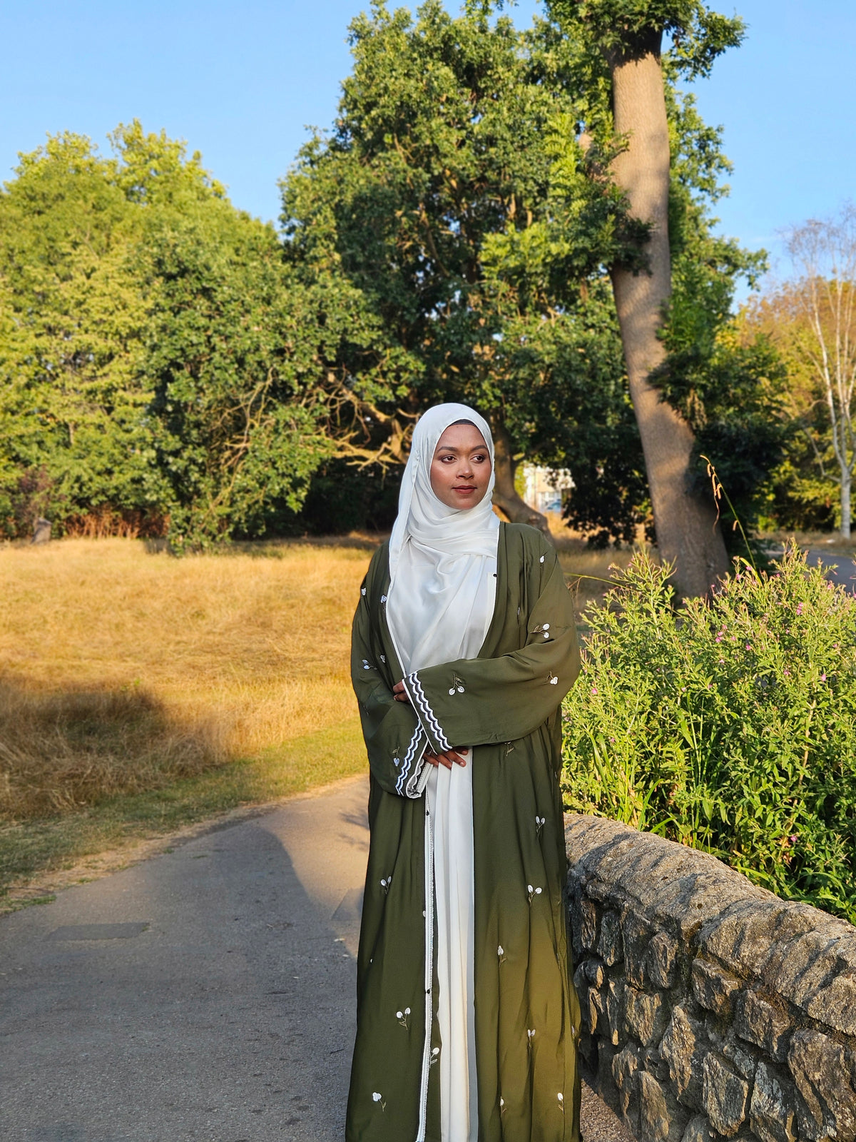 Tulip Abaya | Hand-Embroidered Satin Georgette Abaya | Baytul Haya
