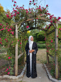 Tulip Abaya | Hand-Embroidered Satin Georgette Abaya | Baytul Haya