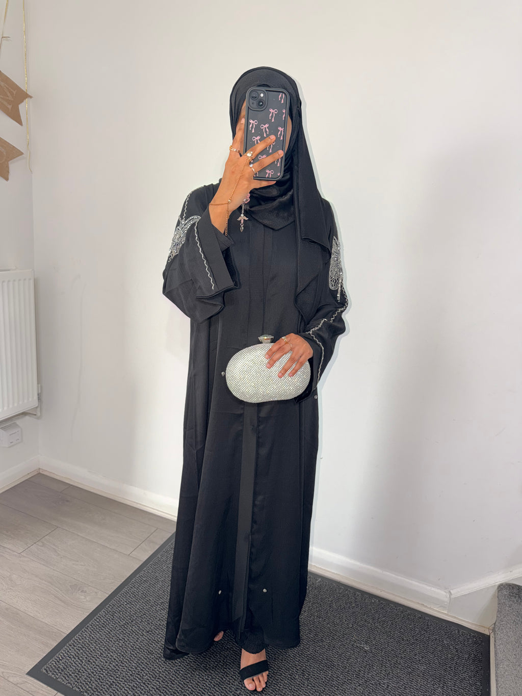 Farah Abaya | Butterfly Hand-Embroidered Black Zoom Abaya | Baytul Haya