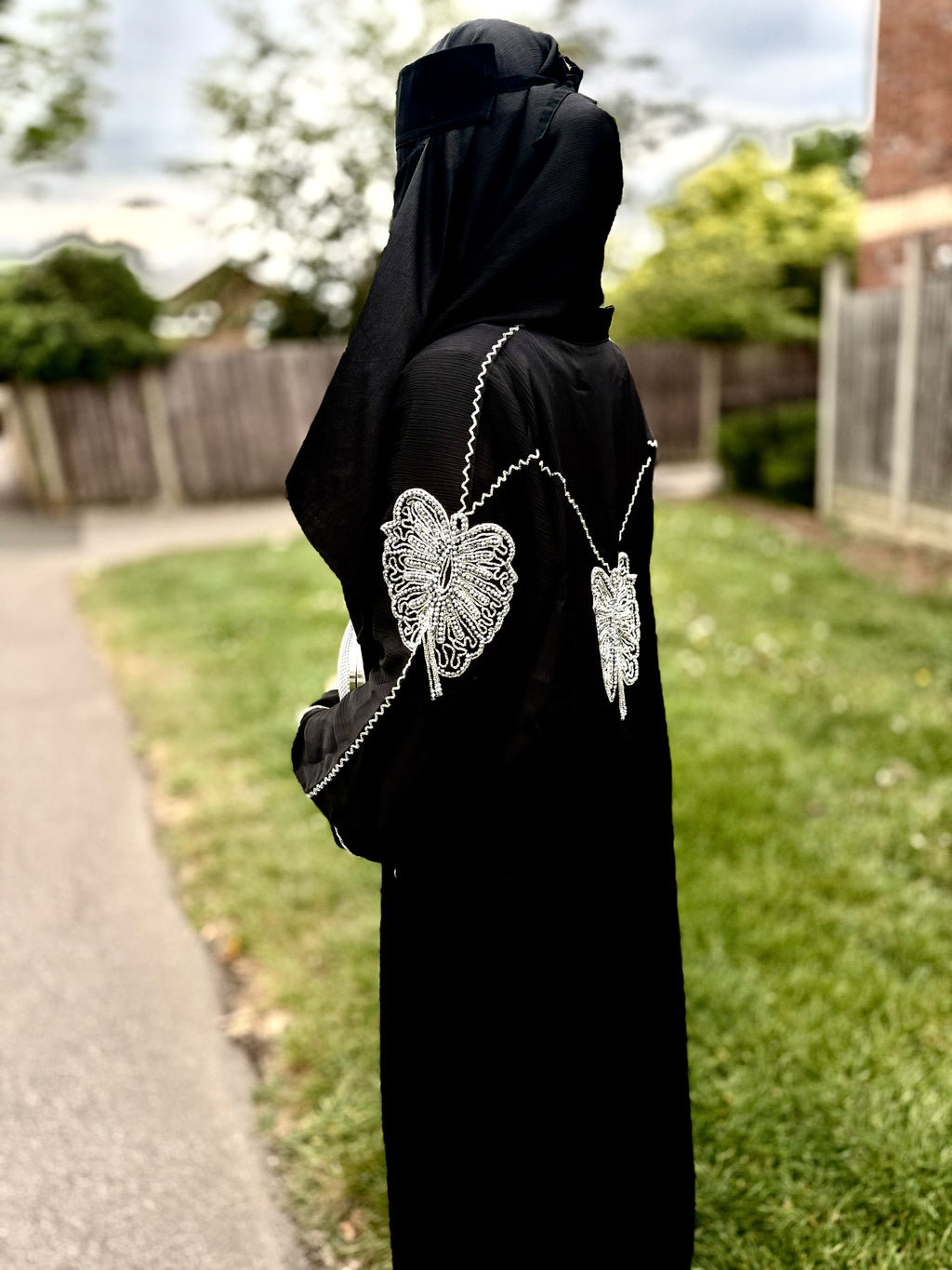 Farah Abaya | Butterfly Hand-Embroidered Black Zoom Abaya | Baytul Haya