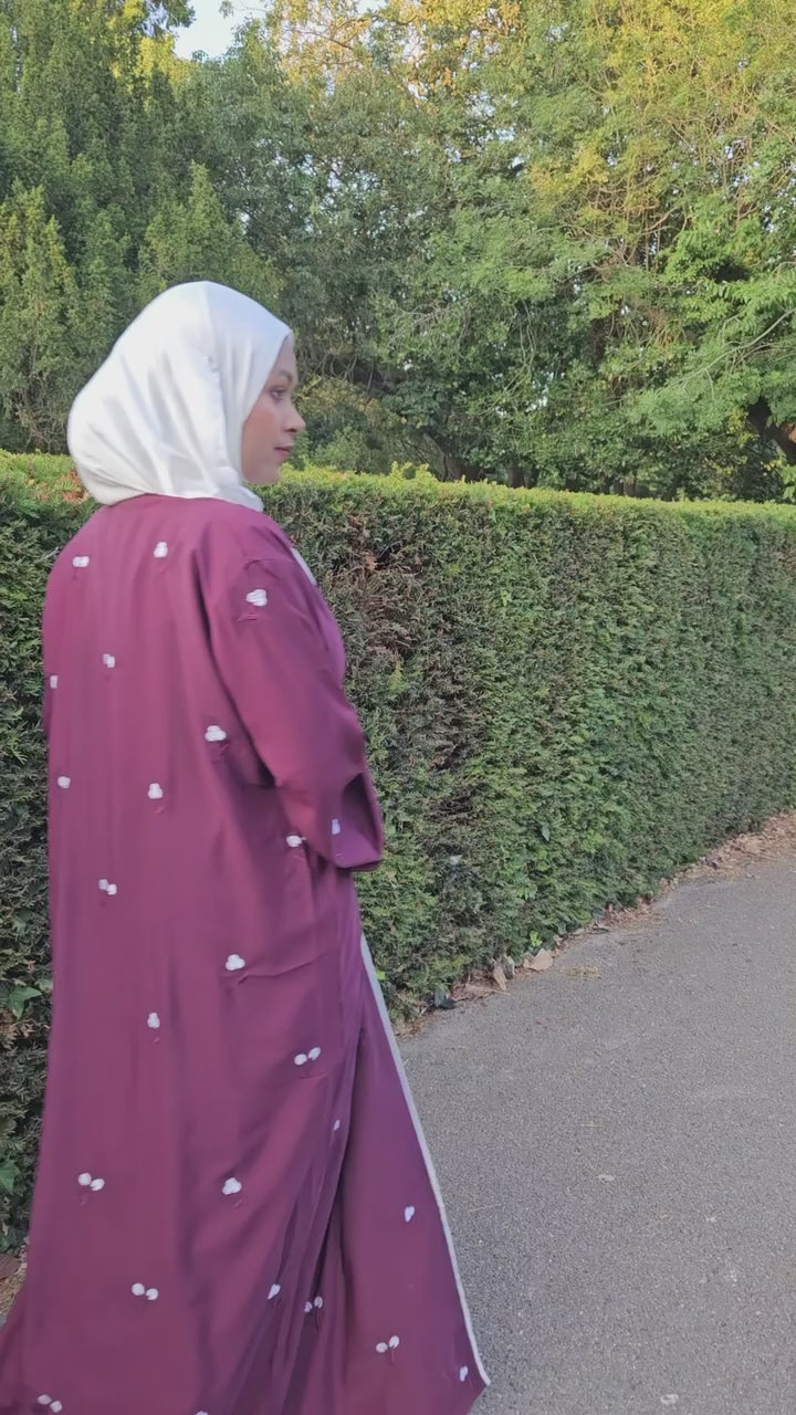 Tulip Abaya | Hand-Embroidered Satin Georgette Abaya | Baytul Haya